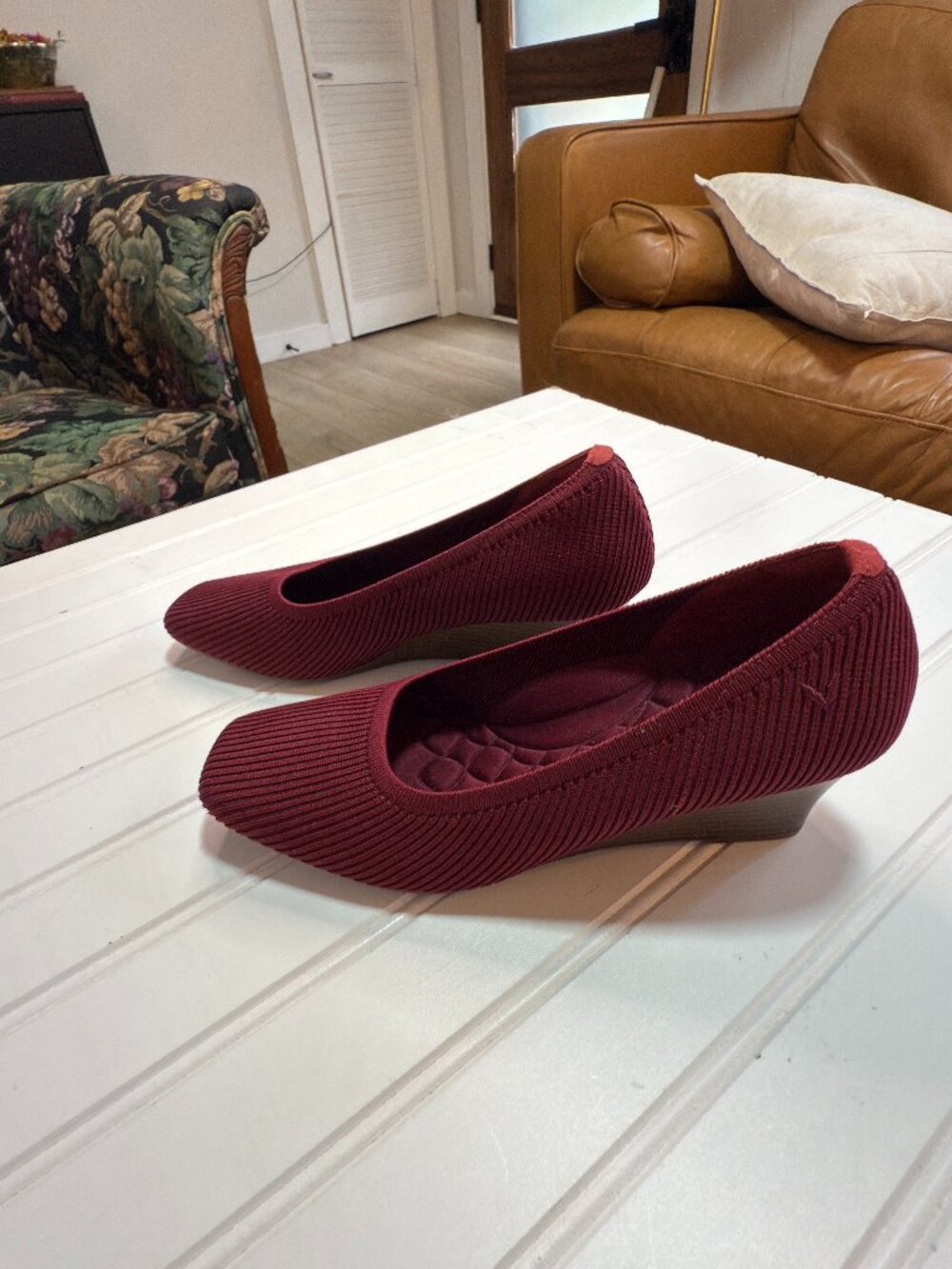 VIVAIA Margot 2.0 Burgundy Knit Flats EU 39.5 US 8.5 Washable Comfort Shoes